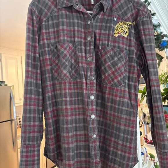 Free People embroidered tiger flannel - Picture 2 of 6